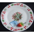 210012 stoneware dinner plate,white ceramic plate,flat plate with printing.
